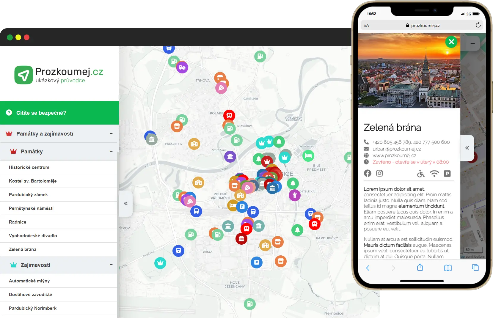 Webový mapový průvodce Prozkoumej